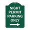Signmission Night Permit Parking W/ Right Arrow, Green & White Aluminum Sign, 18" x 24", GW-1824-23856 A-DES-GW-1824-23856 - alternate 1